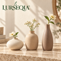 LURSEQIA™ Pebble Ceramic Bud Vase Set of 3 — Small Stoneware Flower Vases for Shelves, Bedside Tables & Dining Centerpieces