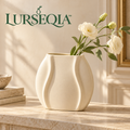 LURSEQIA™ Fold Oval Ceramic Vase — Narrow-Depth Stoneware Flower Vase for Mantels, Shelves & Small Console Tables