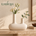 LURSEQIA™ Span Double-Neck Ceramic Vase — Sculptural Two-Opening Stoneware Flower Vase for Modern Tabletop Arrangements