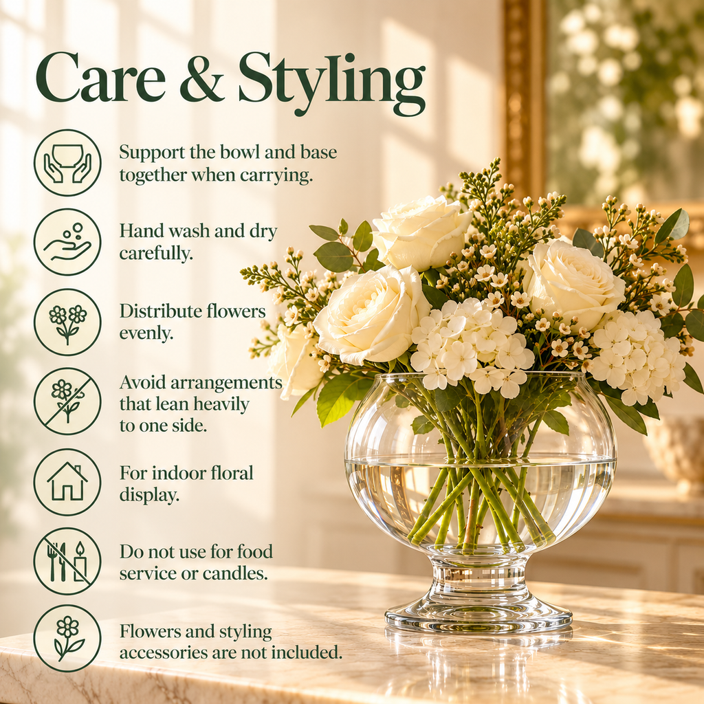LURSEQIA™ Rise Footed Glass Vase — Pedestal Flower Vase for Dining Centerpieces, Fresh Bouquets & Shelf Styling