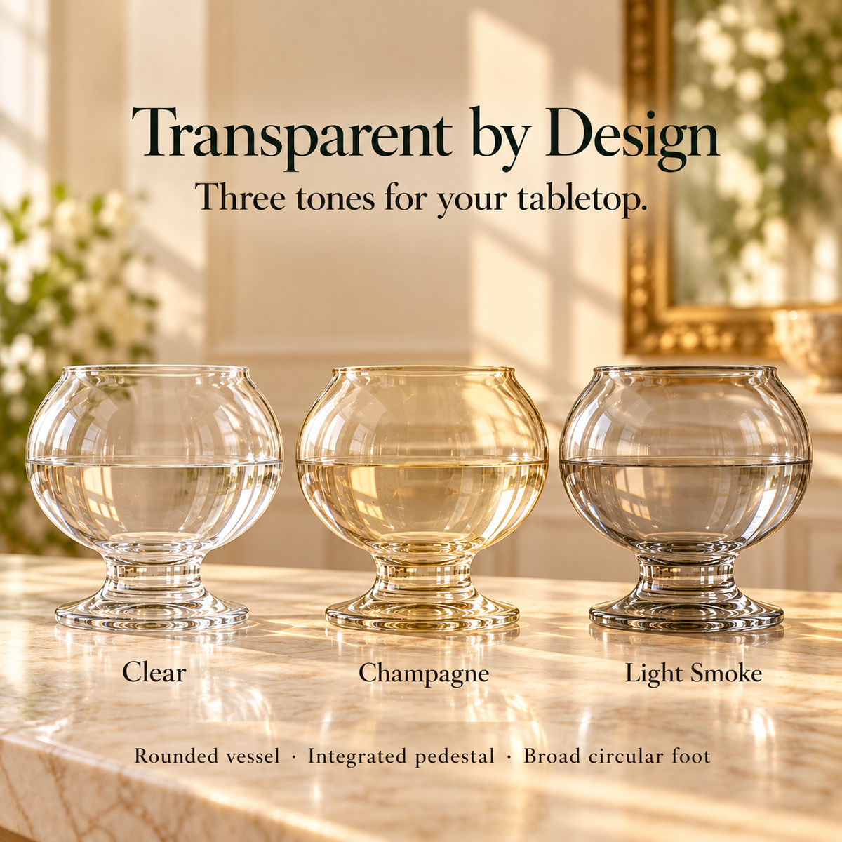 LURSEQIA™ Rise Footed Glass Vase — Pedestal Flower Vase for Dining Centerpieces, Fresh Bouquets & Shelf Styling